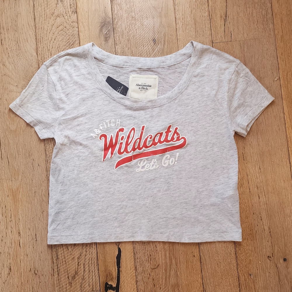 Y2K Vintage Abercrombie & Fitch Gray Wildcats Graphic Cheer Pteppy Tee 2000's